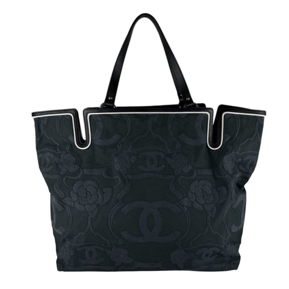 Chanel CHANEL handbag Camellia canvas leather black men's women's z10527